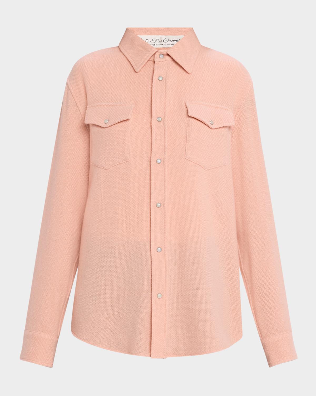 God's True Cashmere Peach Blush Cashmere Button-Down Shirt