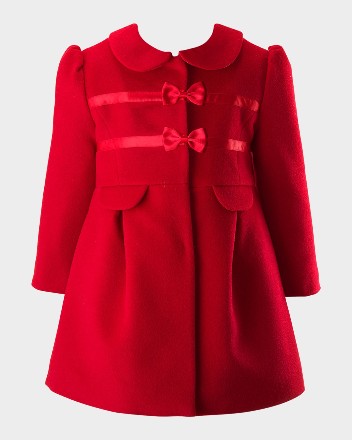 Rachel Riley Girl 's Wool Bow Trim Coat, Size 2-10