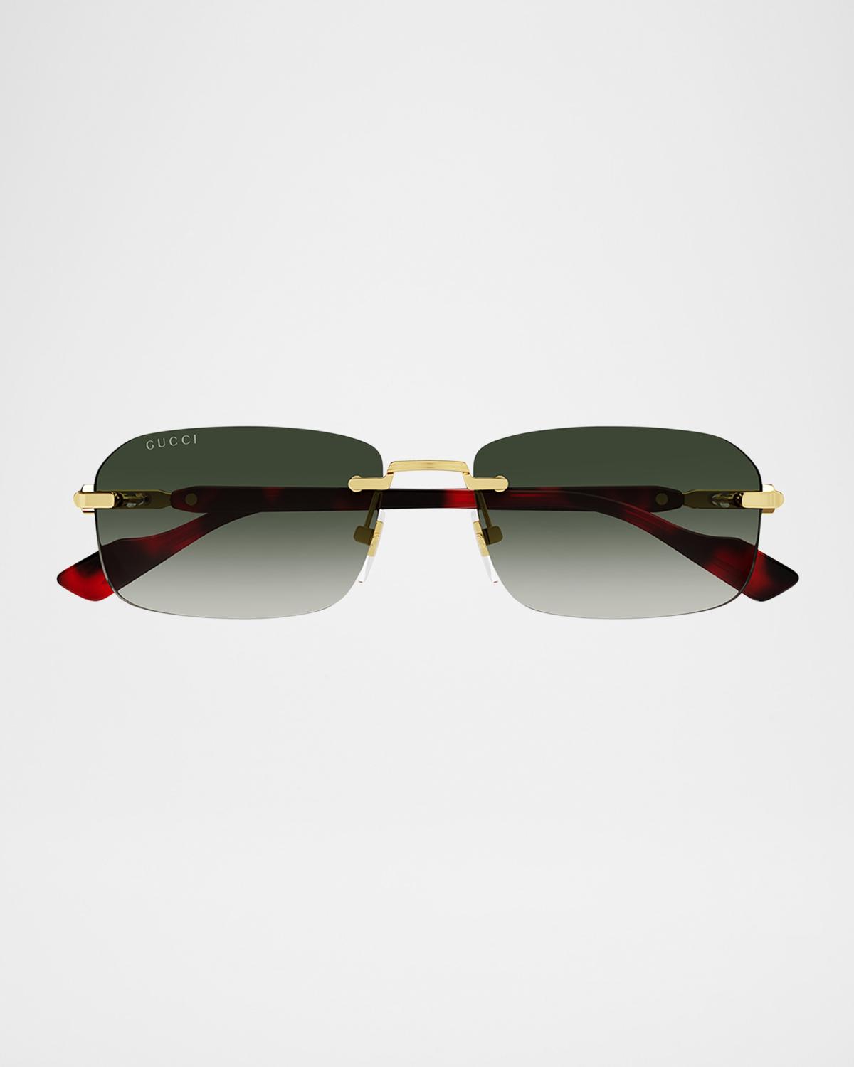 Gucci Men's GG1221SM Rimless Metal Rectangle Sunglasses