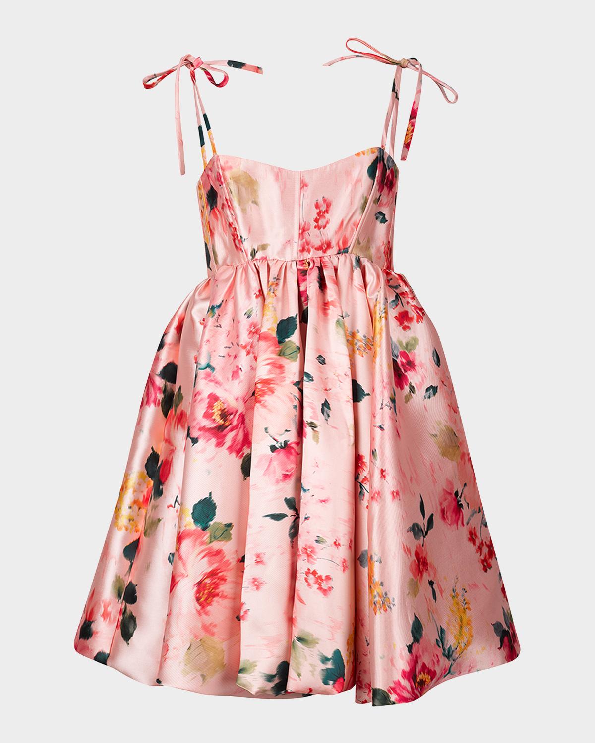 Marques 'Almeida Floral Mikado Babydoll Dress with Pockets