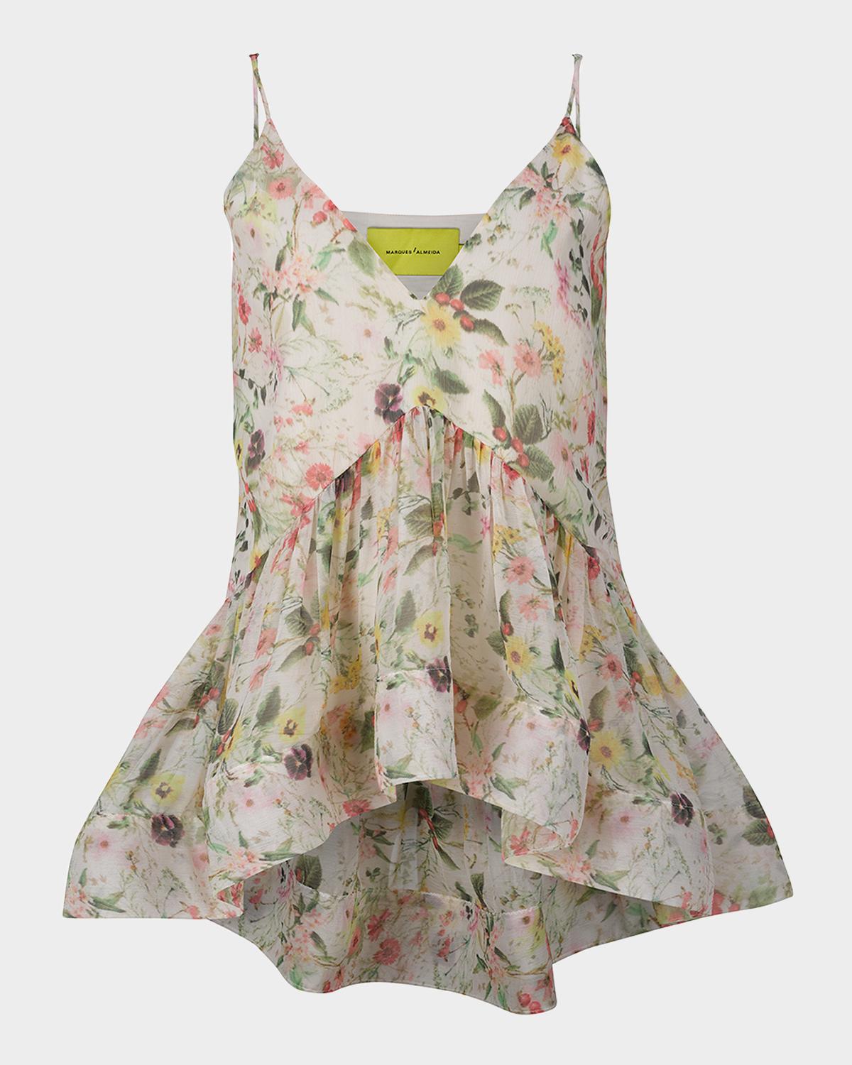 Marques 'Almeida Floral Strappy Chiffon Top