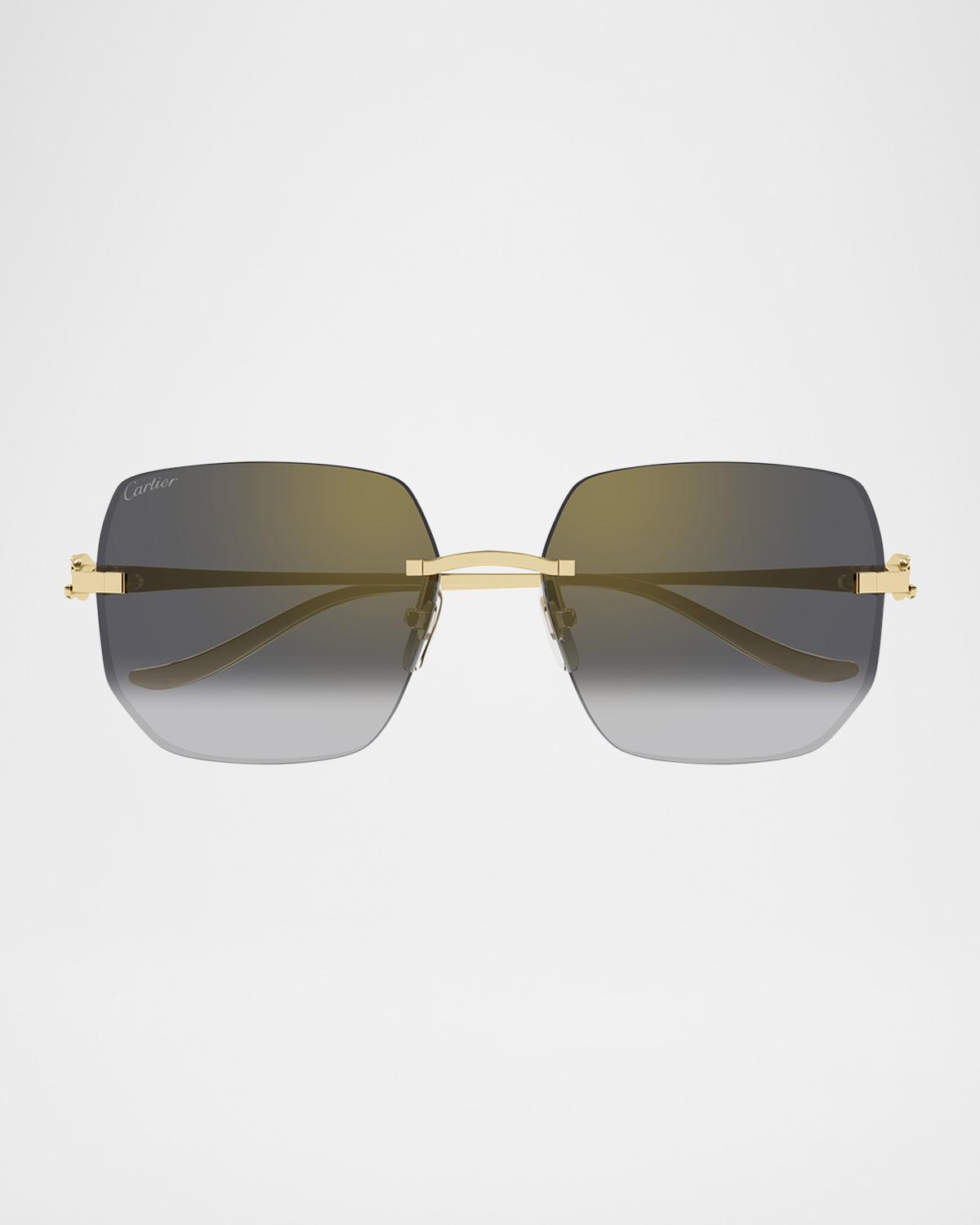 Cartier Rimless Metal Butterfly Sunglasses