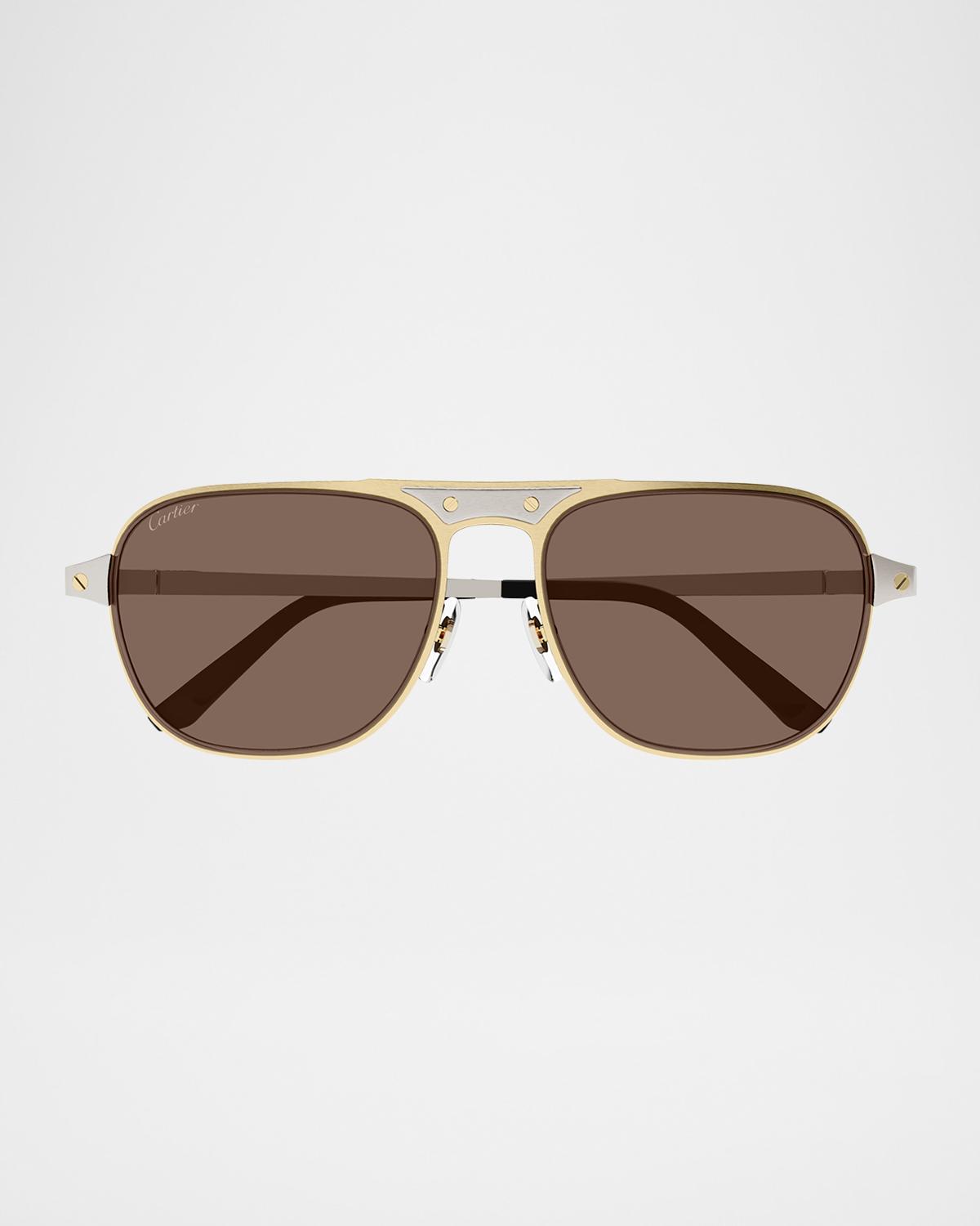 Cartier Men's CT0532SM Metal Aviator Sunglasses