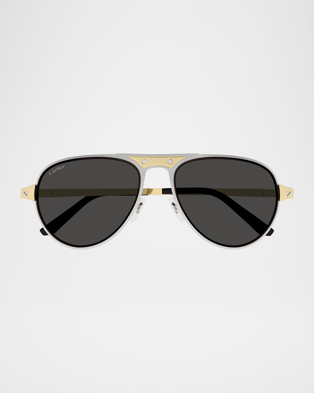 Cartier Men's CT0533SM Metal Aviator Sunglasses