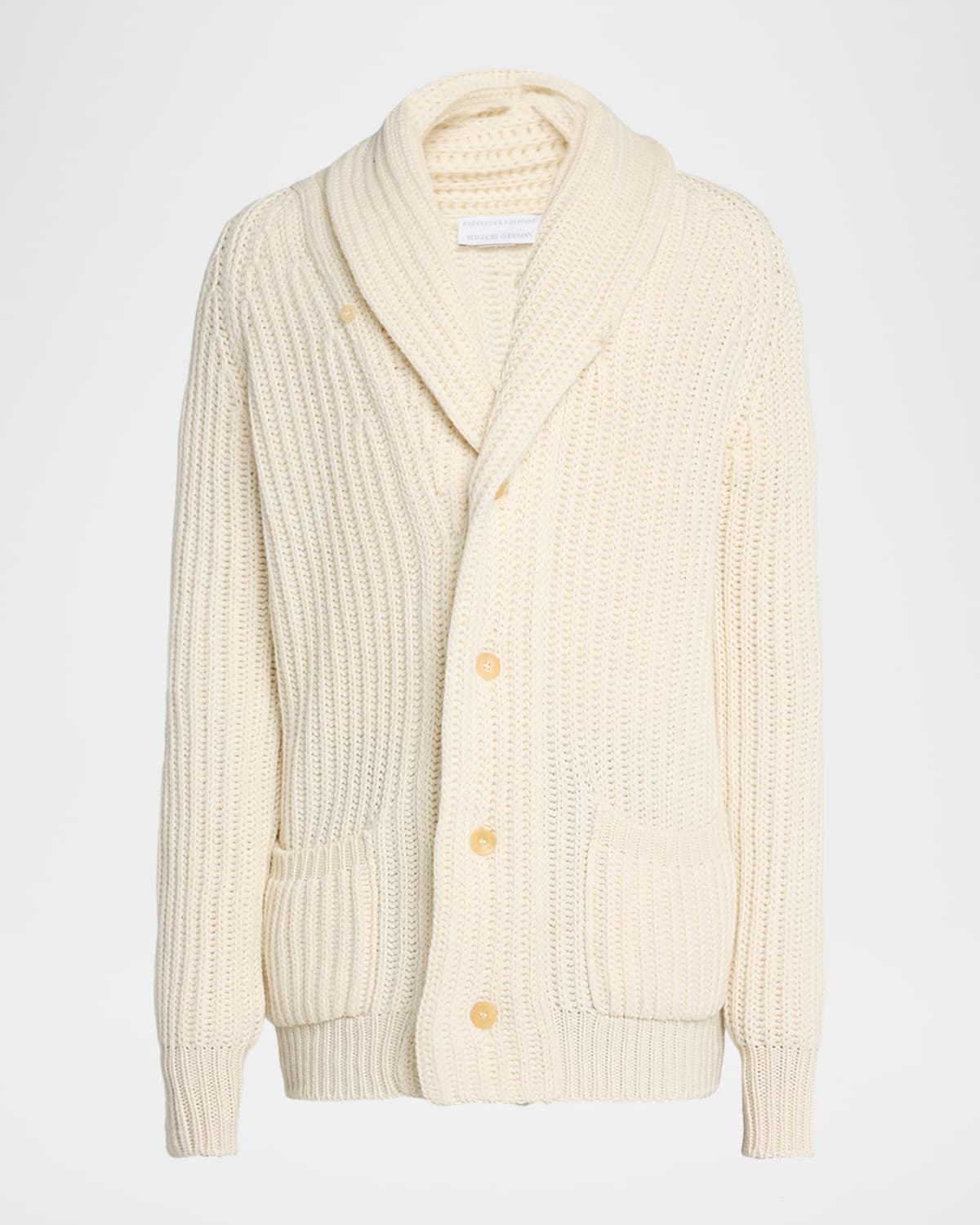 Anderson & Sheppard Men & Apos;s Rib-knit Cashmere Cardigan In White