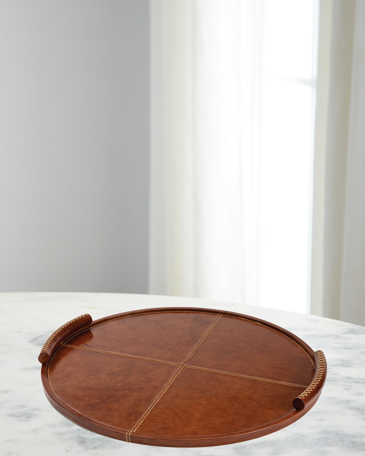 Regina Andrew Forte Leather Round Tray, Large