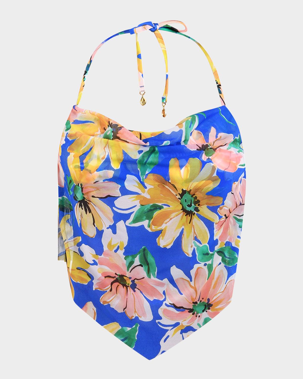 Sunshine 79 Sunflower Cowl-Neck Midkini Swim Top