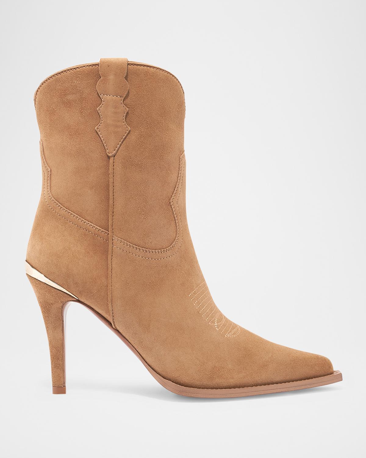 Partlow Katie Suede Western Stiletto Booties