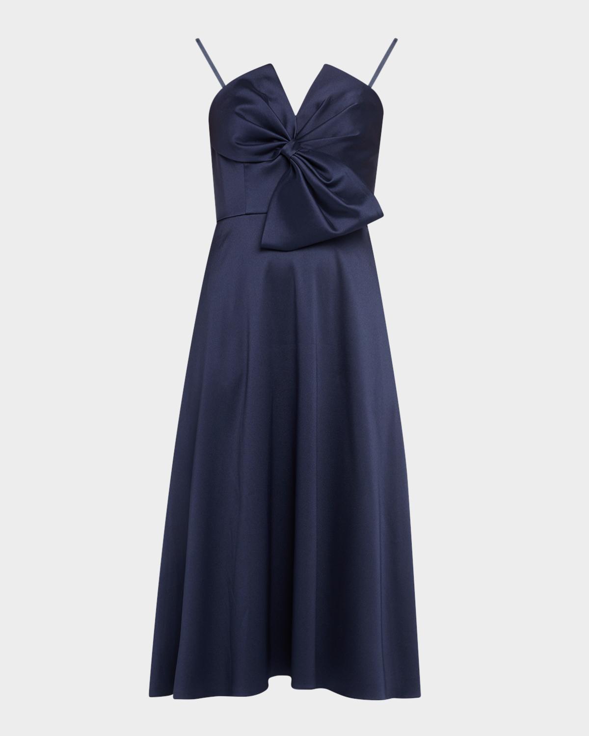 Aidan Mattox Strapless Bow-Front Stretch Mikado Midi Dress