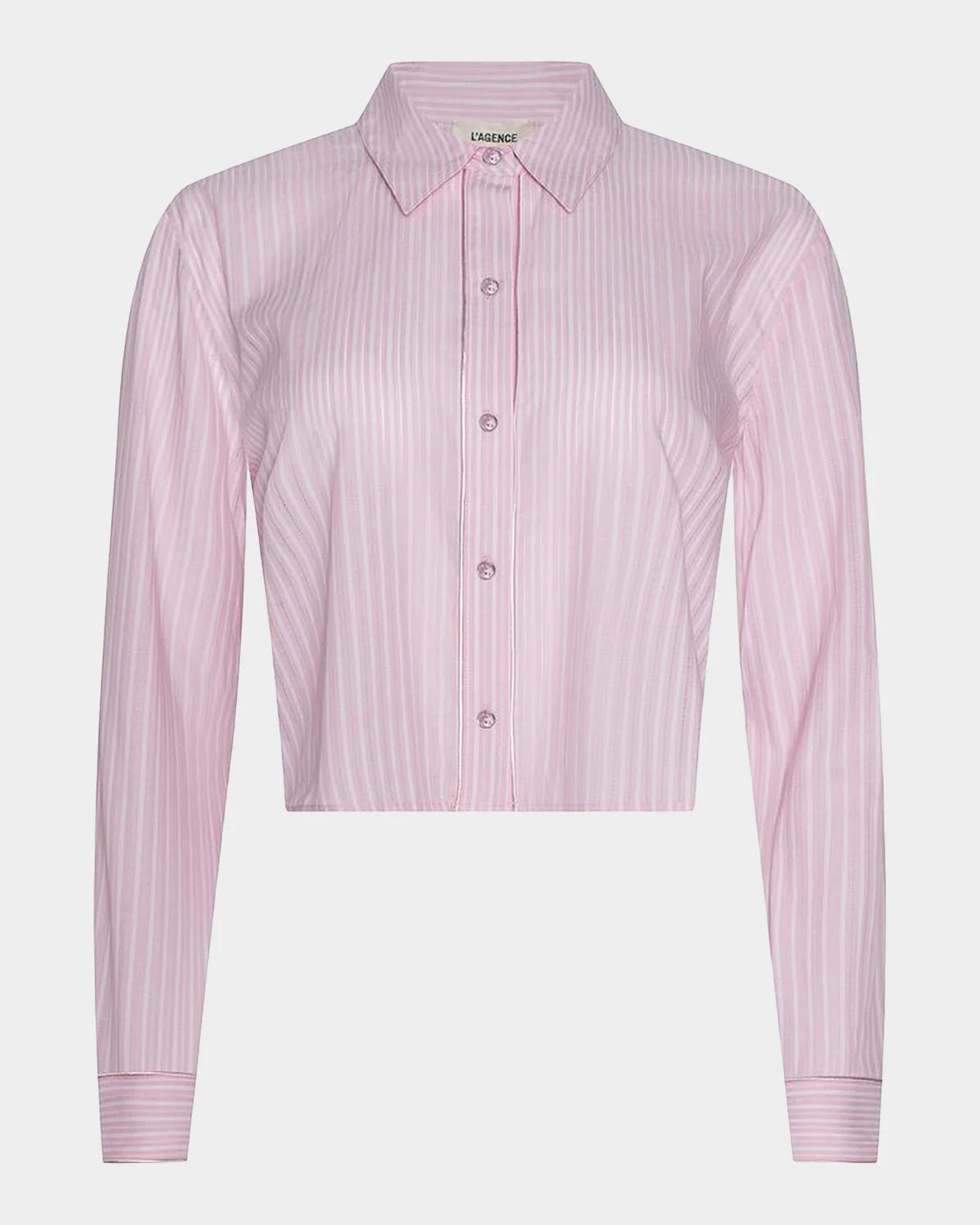 L 'AGENCE Cosette Stripe Cropped Shirt