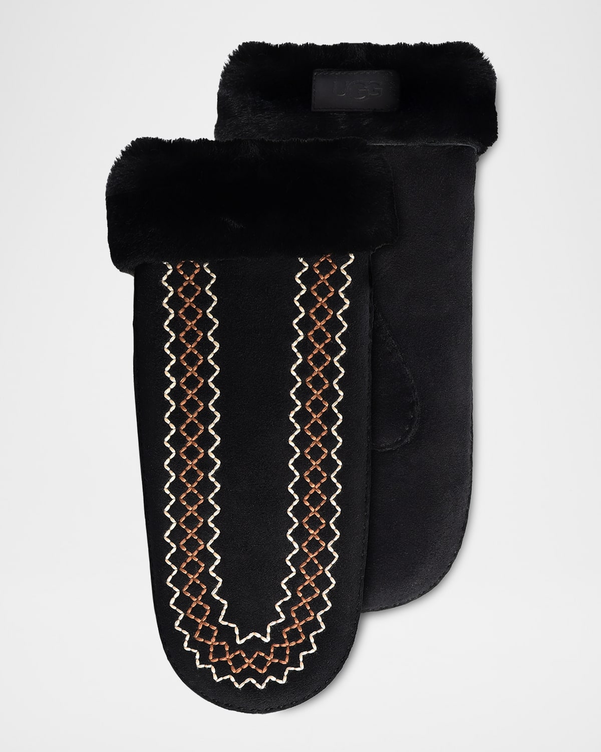 UGG Atherson Embroidered Shearling Mittens