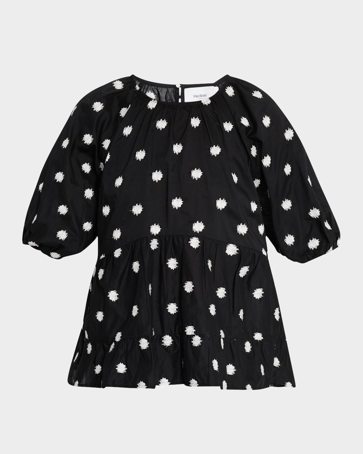 Merlette Bow Embroidered Cotton Blouse