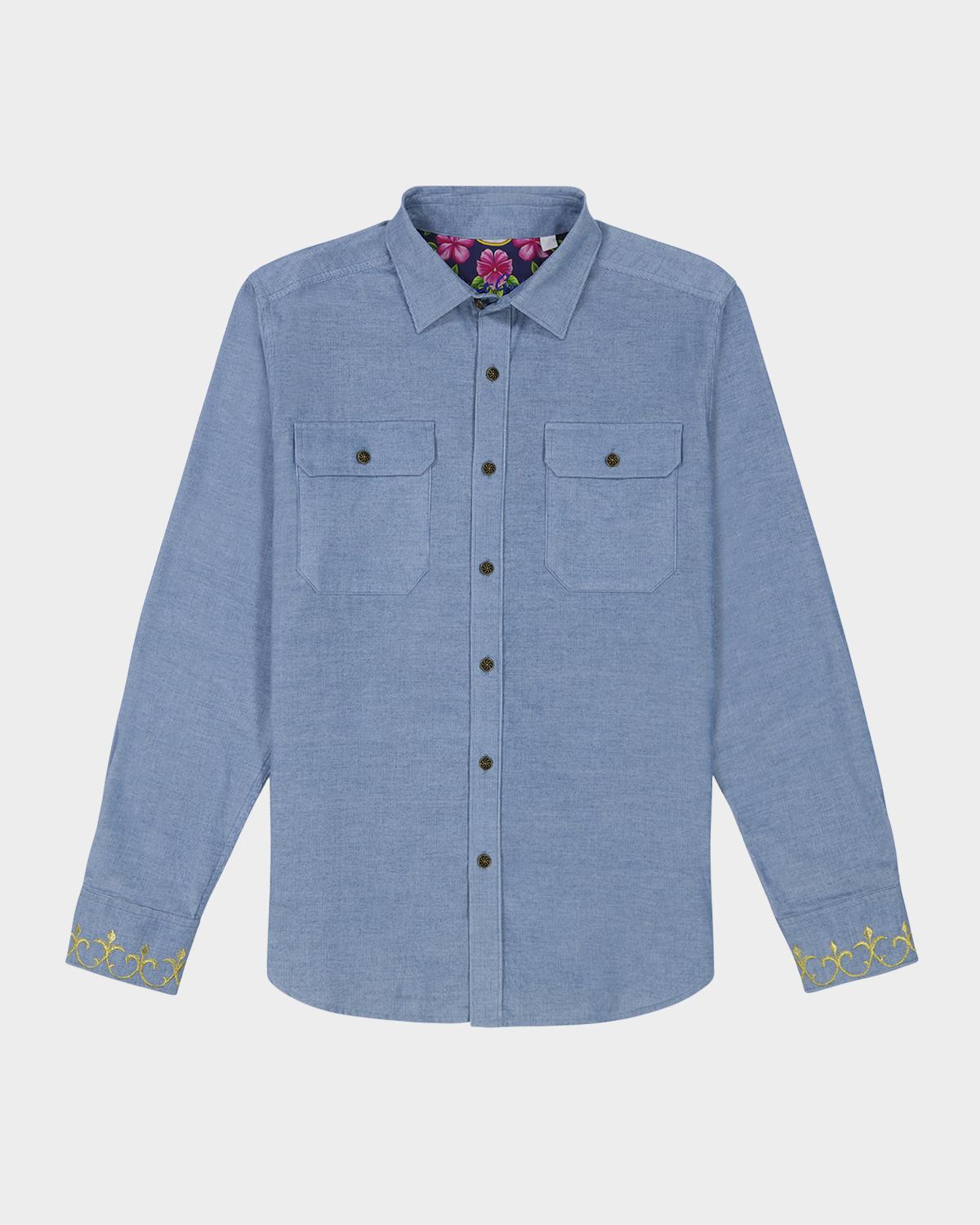 Robert Graham Men's Embroidered Corduroy Shirt Jacket