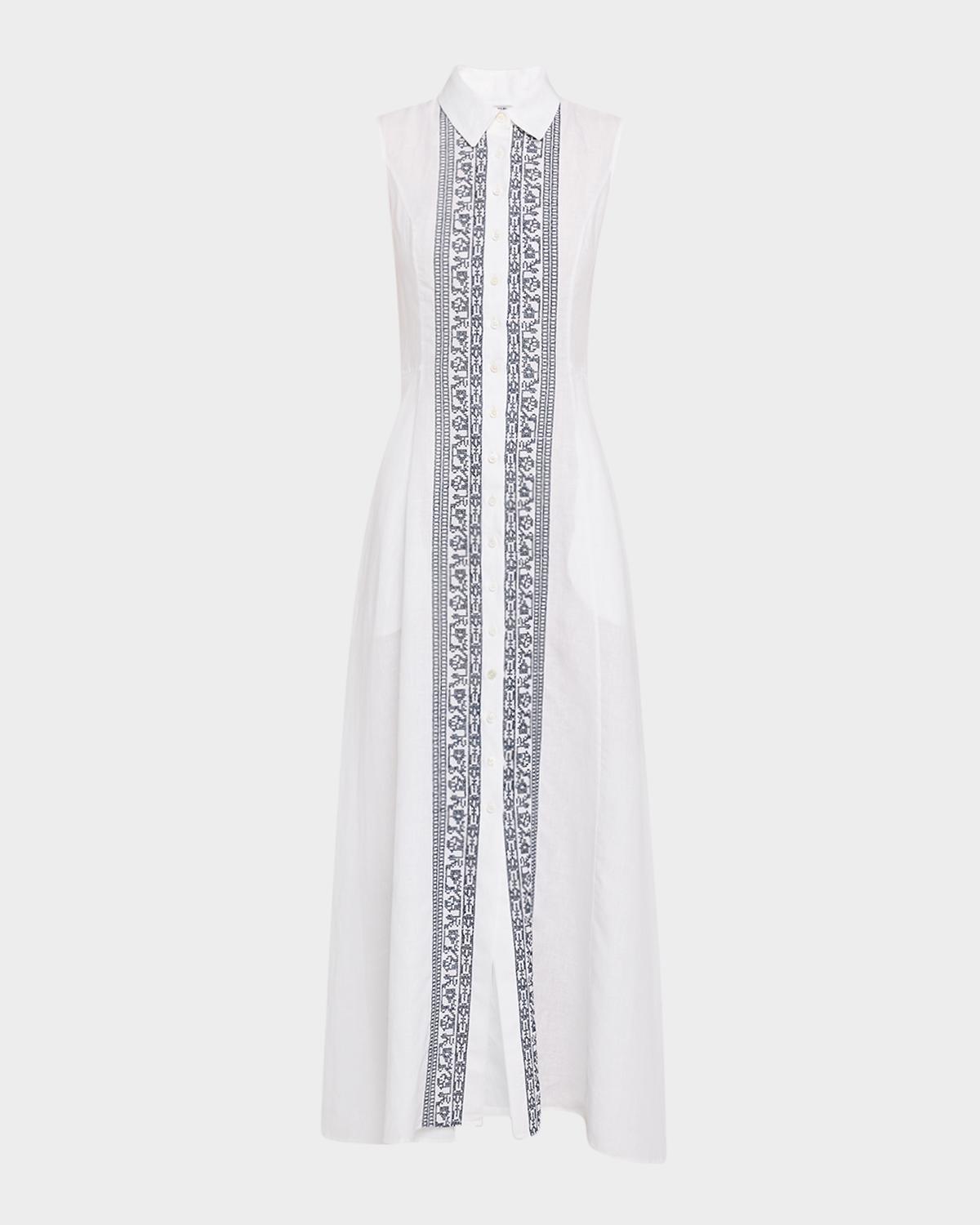 Evi Grintela Carine Sleeveless Embroidered Maxi Shirtdress