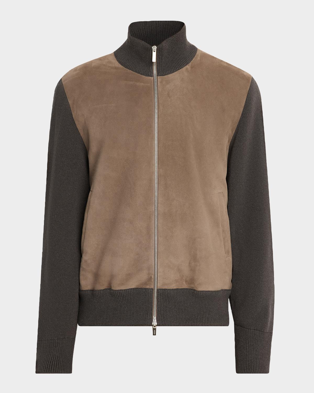 FERRAGAMO Men's Suede and Wool Full-Zip Blouson