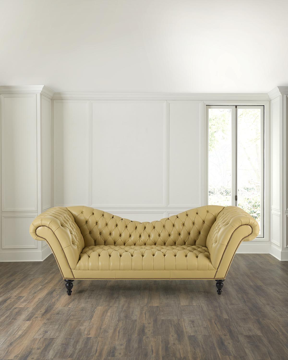 Talley Tufted Leather Recamier Sofa, 94"