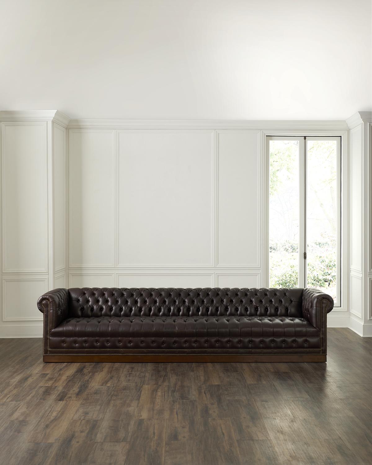 Hamilton Leather Chesterfield Sofa, 132"