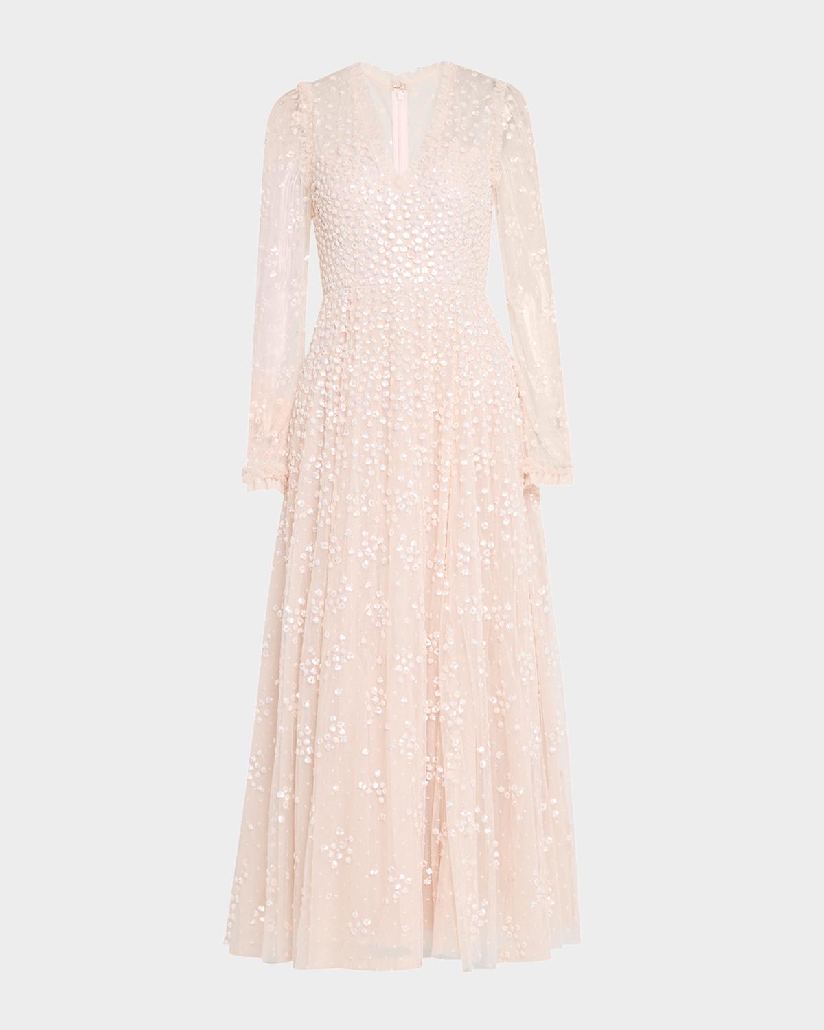needle & thread Leila Sequin Dot Tulle Ankle Gown