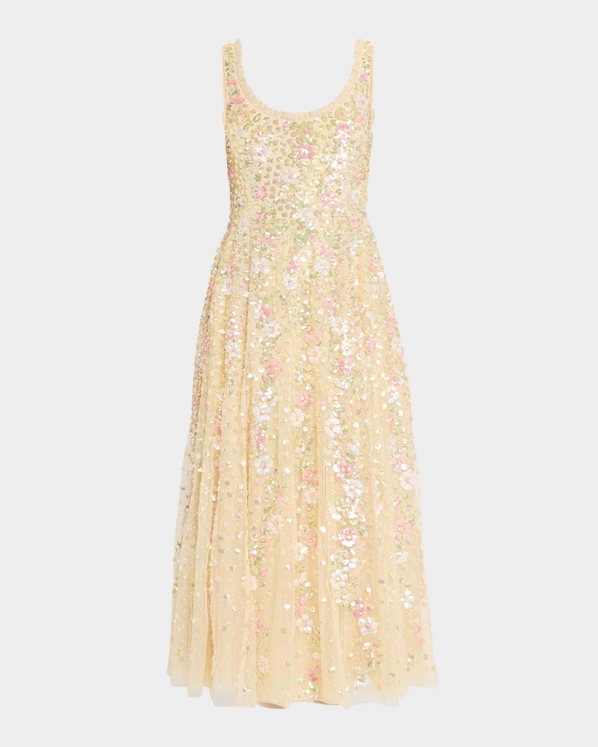 needle & thread Confetti Floral Sequin Ballerina Maxi Dress
