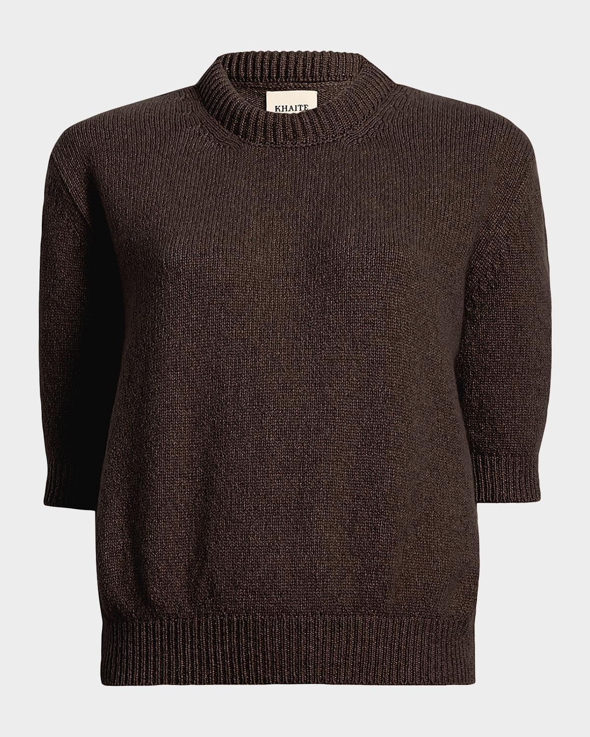 Khaite Davin Short-Sleeve Cashmere Sweater