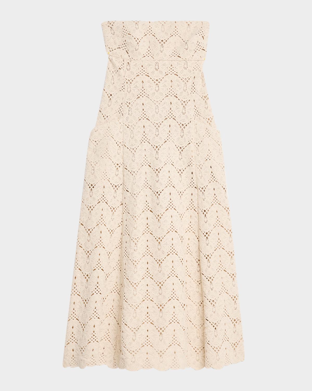 JBQ Alegra Open-Knit Strapless Maxi Dress