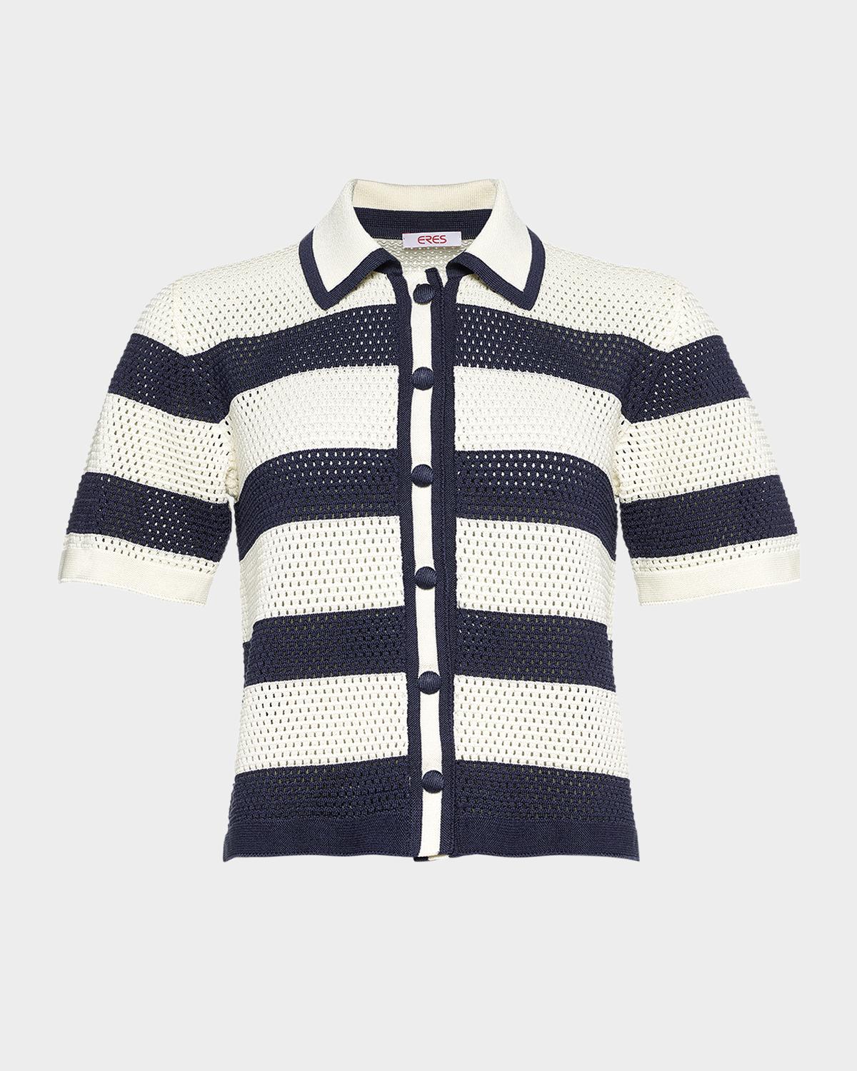 ERES Mouette Striped Openwork Knit Top