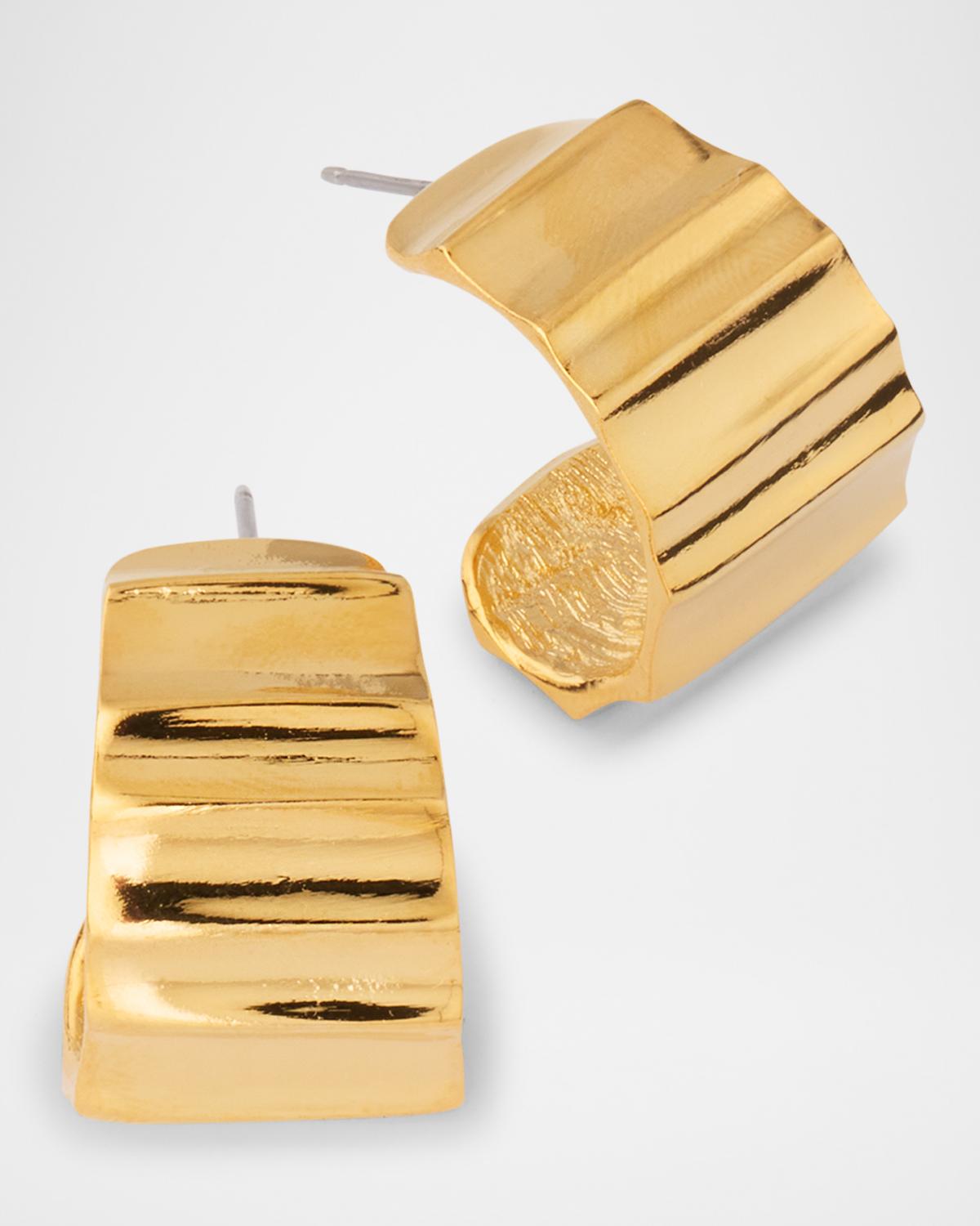Tapered Ribbed C-Shape Hoop Earrings