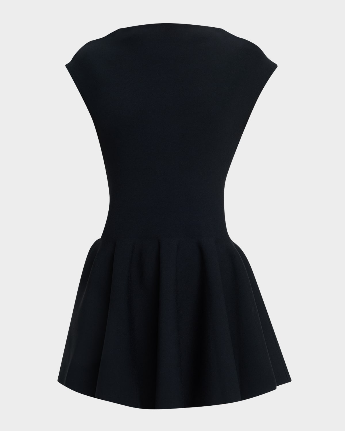 High-Neck Cap-Sleeve Mini Skater Dress