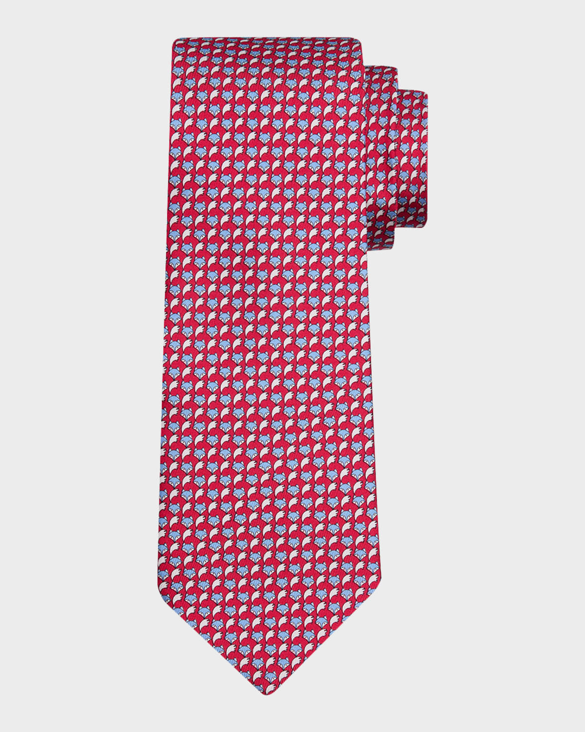 Ferragamo Men 's Fox Face and Tail Silk Tie | Thumbnail 4