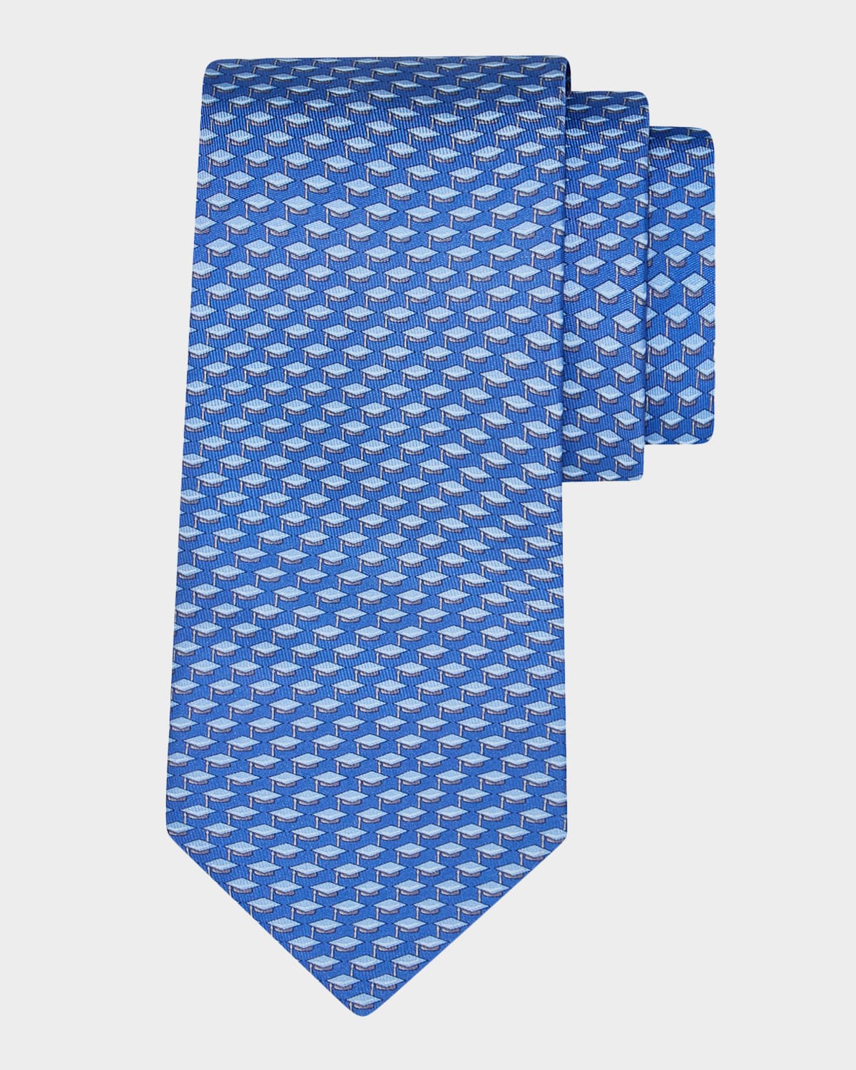 Ferragamo Men 's Graduation Cap Micro-Print Tie | Thumbnail 4