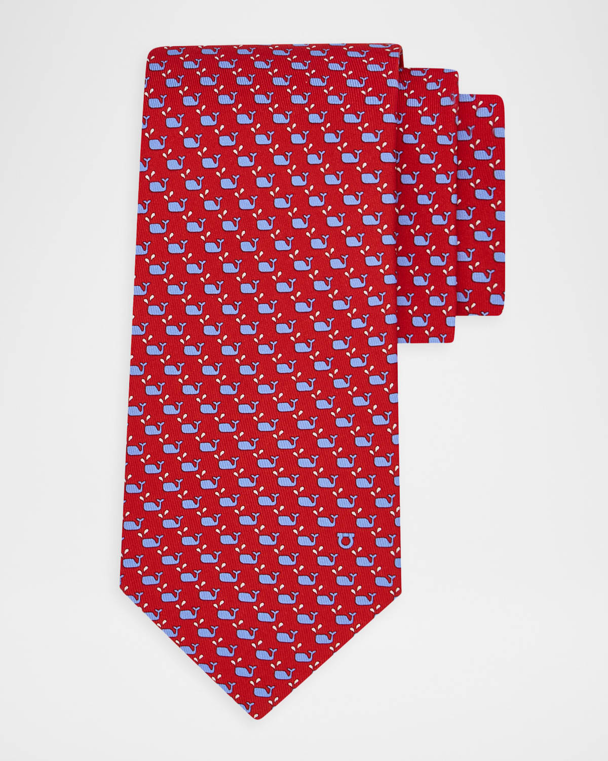 Ferragamo Men 's Whale Micro-Print Tie | Thumbnail 4