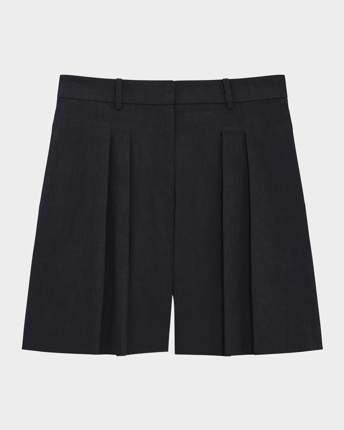 Theory Pleated Crunch Linen Shorts