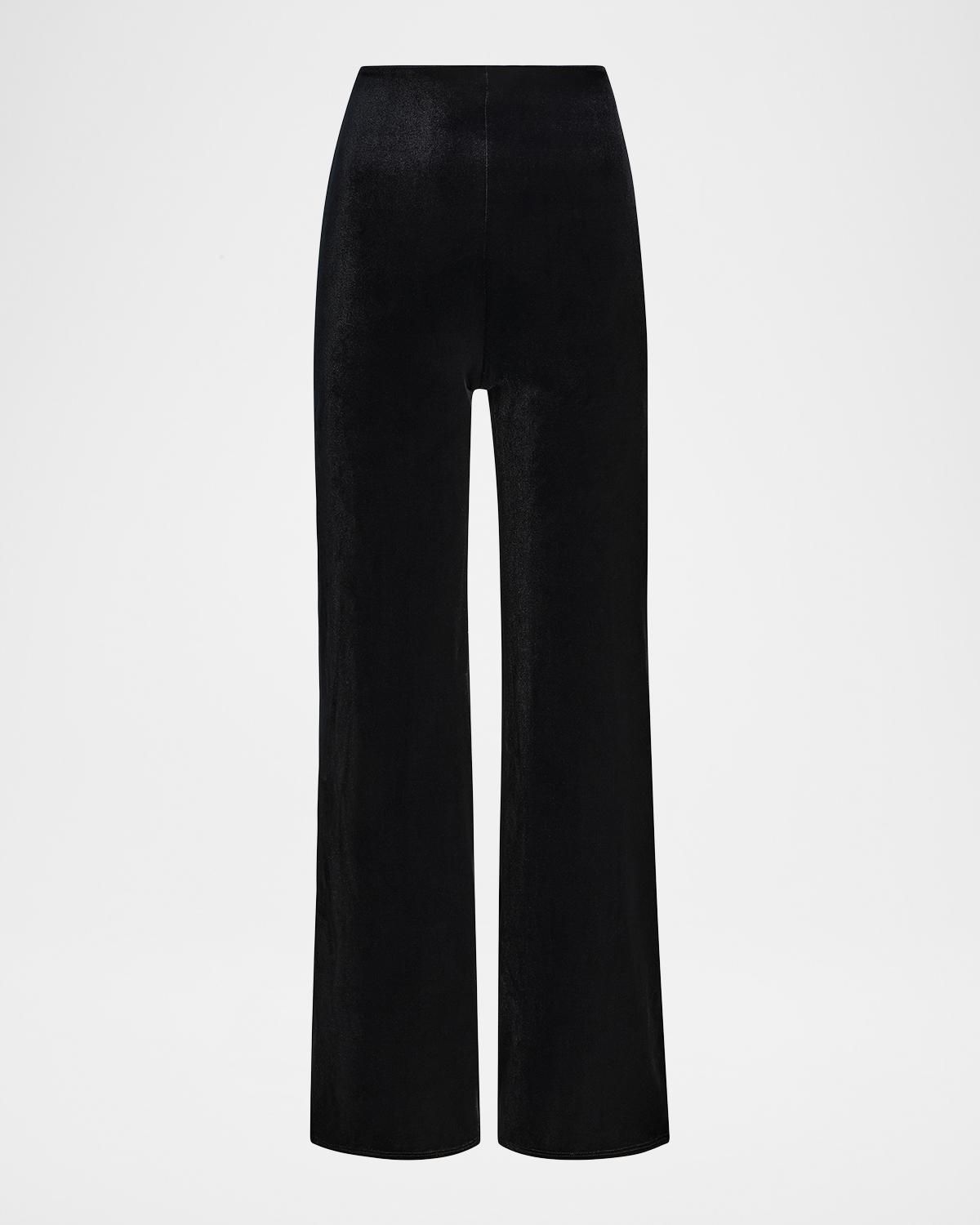 Wide-Leg Stretch Velvet Pants