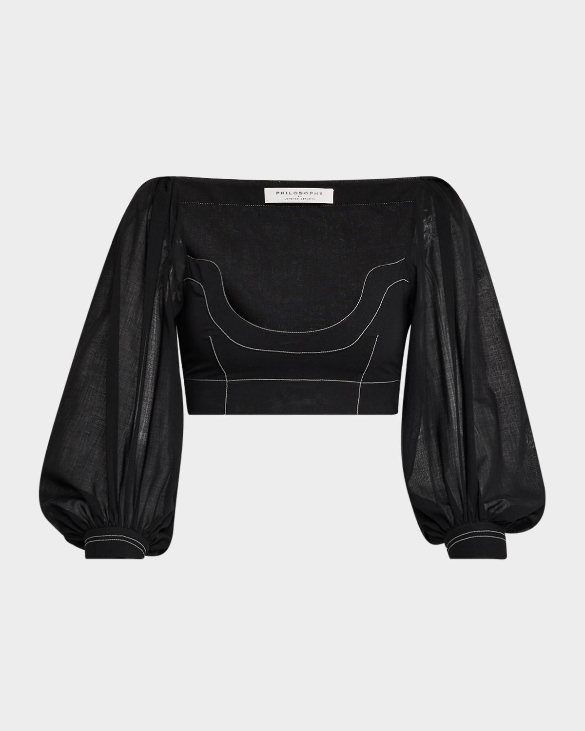 Philosophy di Lorenzo Serafini Puff-Sleeve Crop Blouse