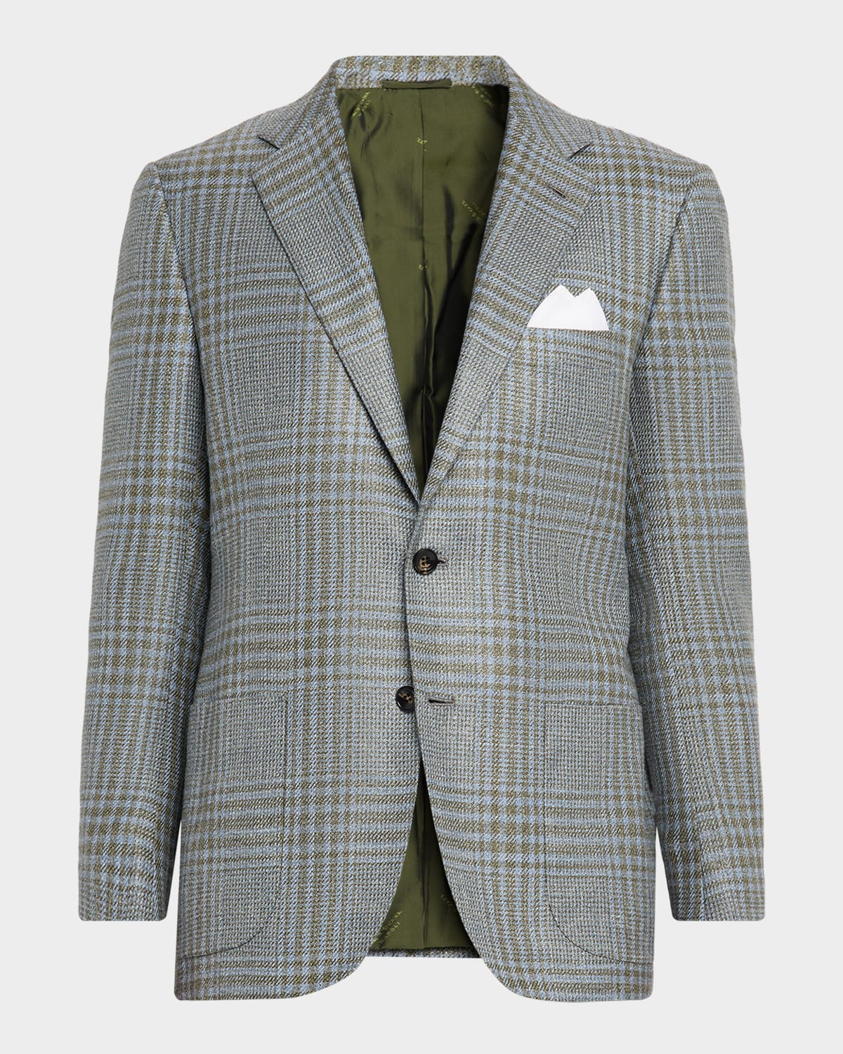 Kiton Men 's Woven Plaid Single-Breasted Sport Coat