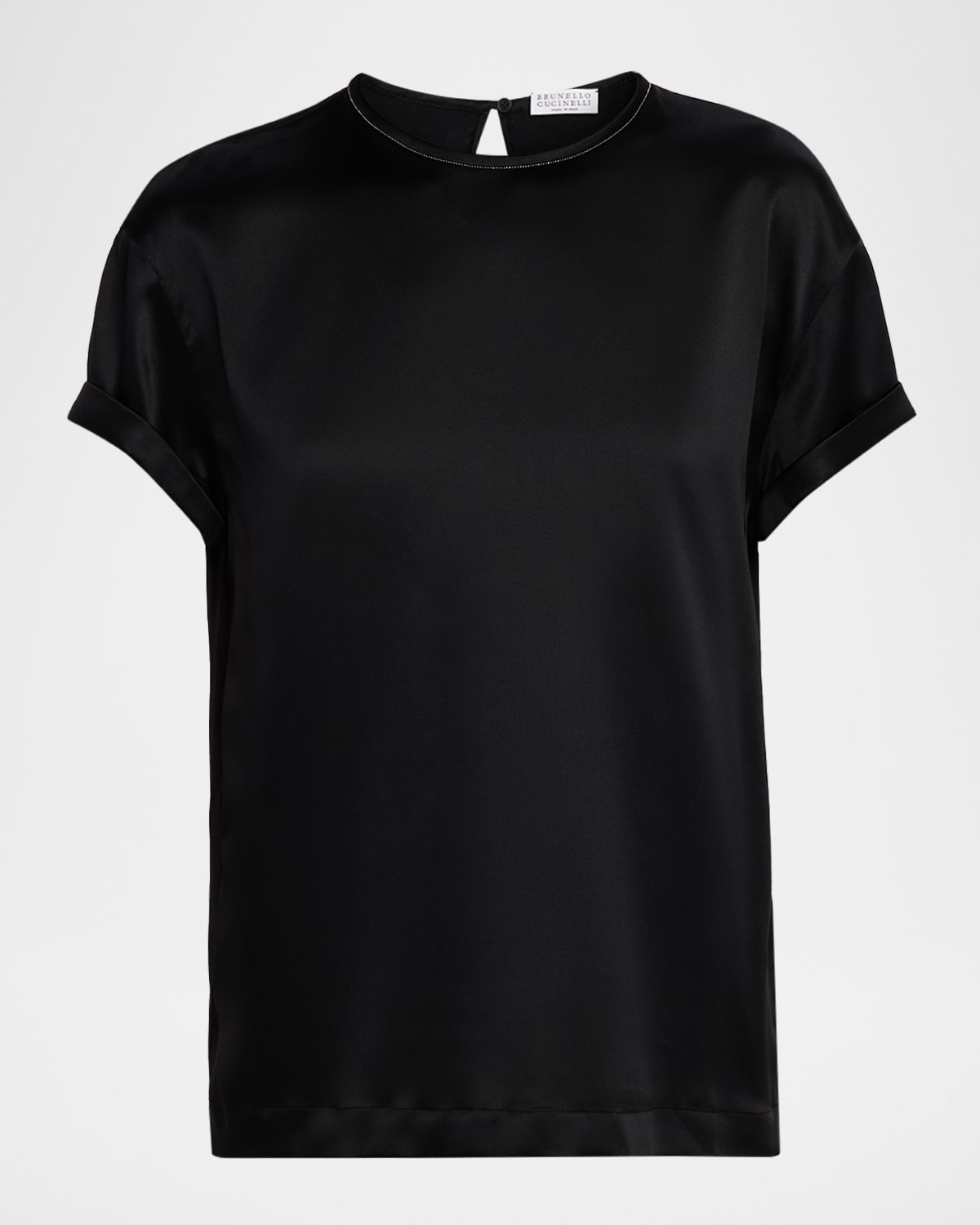Brunello Cucinelli Monili Stretch Satin T-Shirt