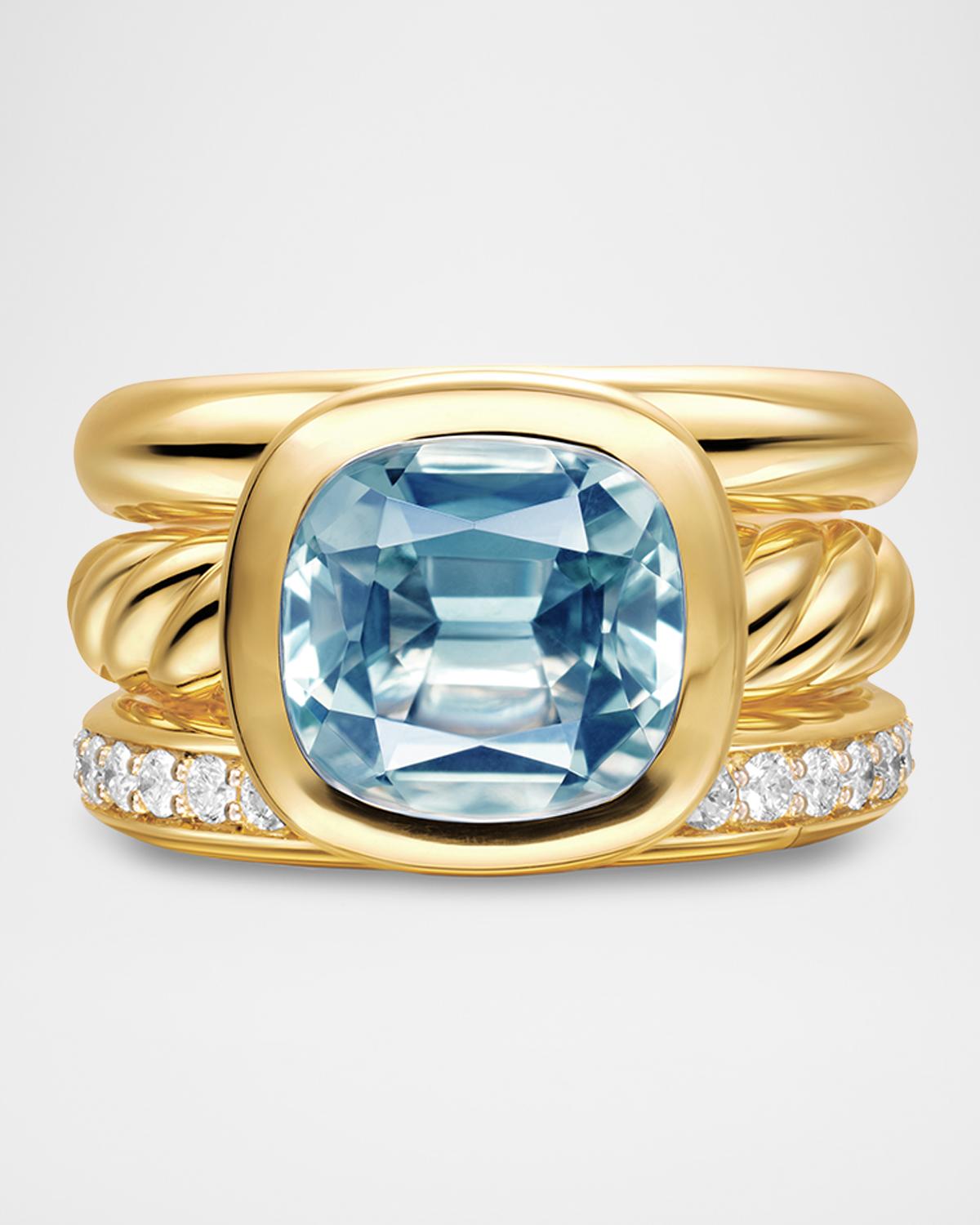 DY Mercer 3 Row Stone Ring with Diamonds in 18K Gold, 12mm