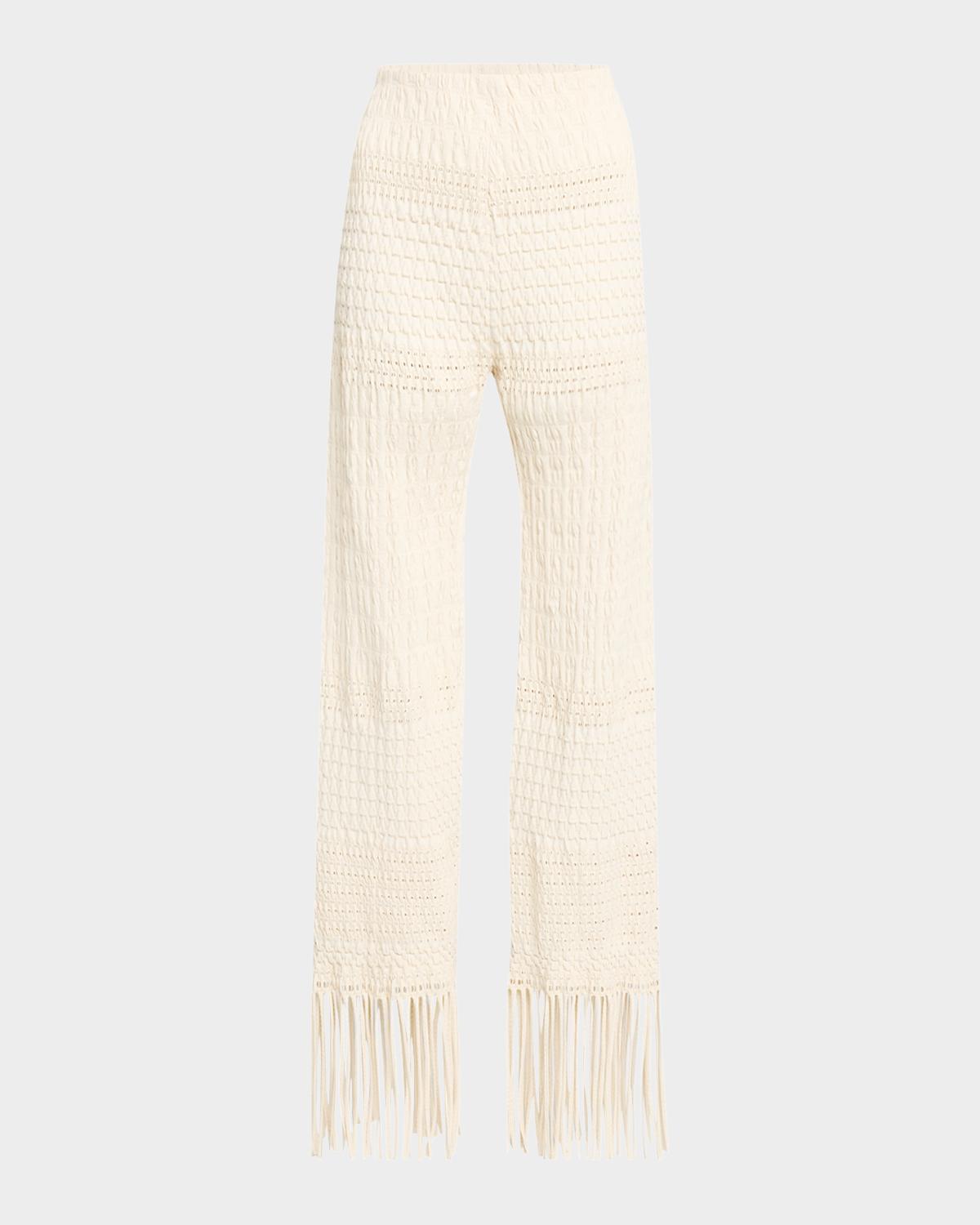 Nanushka Miciel Woven Fringe Seersucker Pants