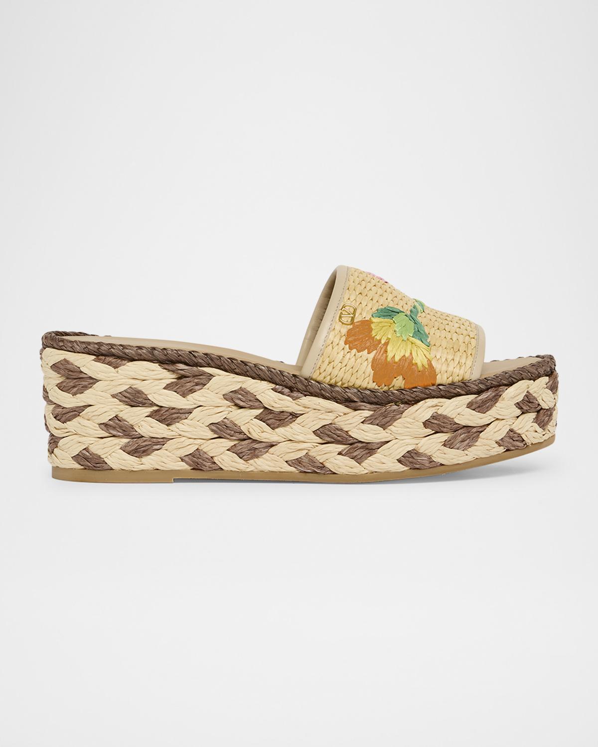 Valentino Garavani Bribri Floral Flatform Espadrille Sandals