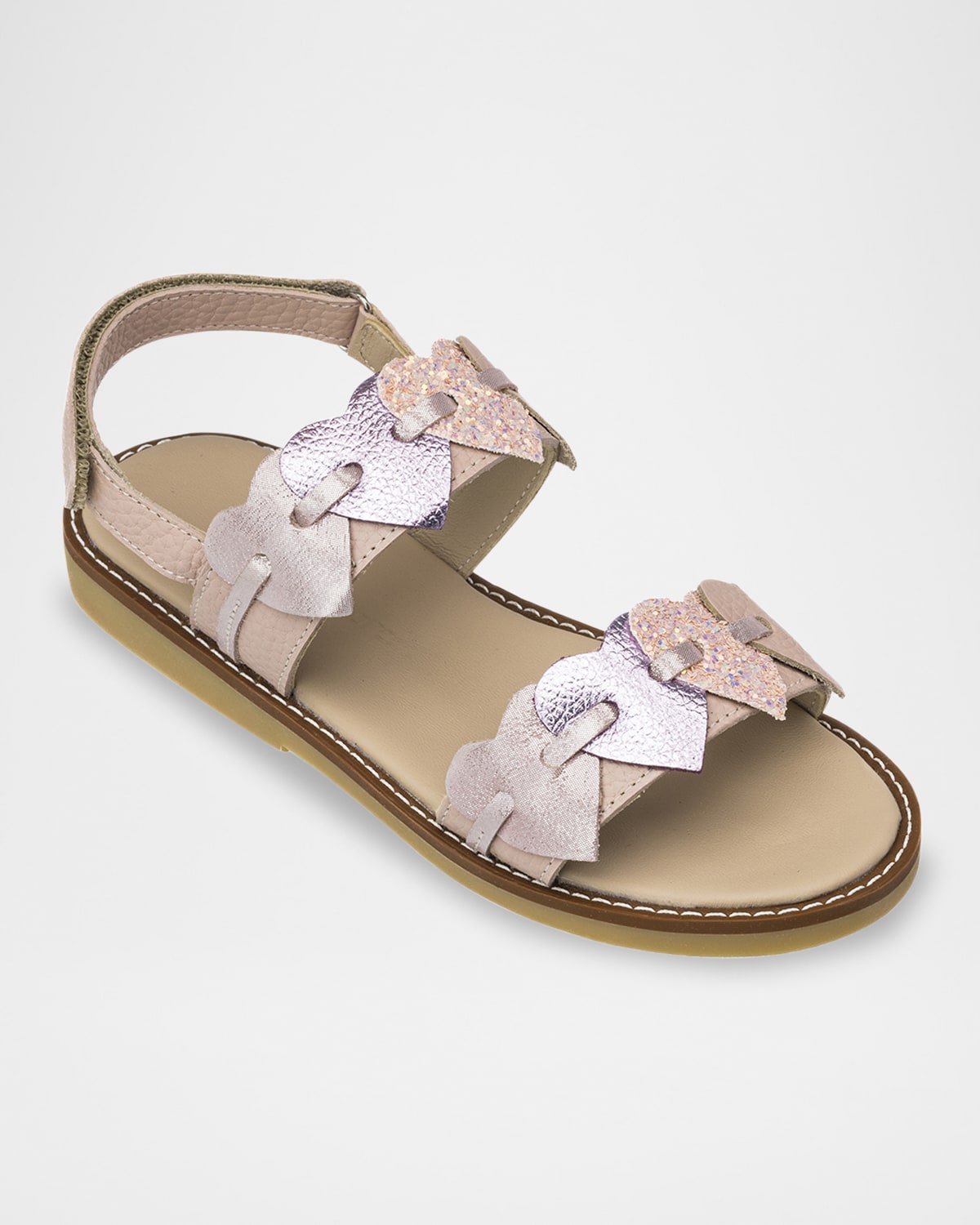 Elephantito Girl 's Cuore Heart Leather Sandals, Baby/Toddler/Kids
