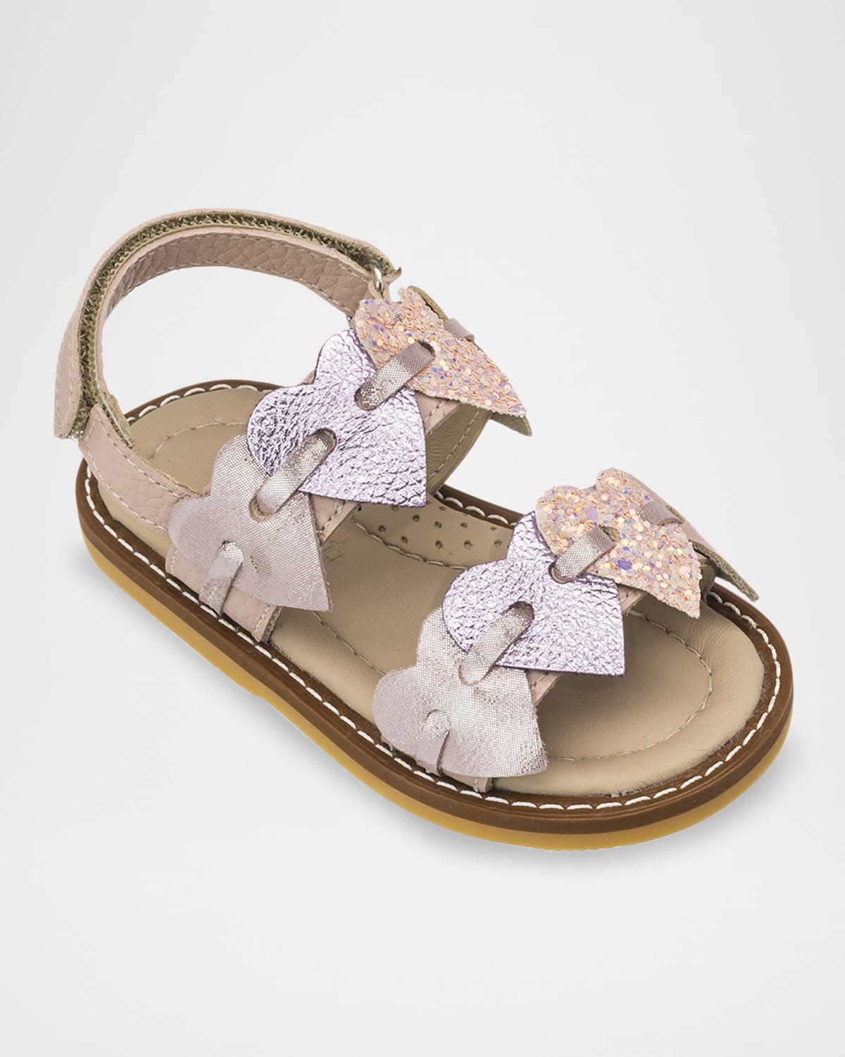 Elephantito Girl 's Cuore Heart Leather Sandals, Kids