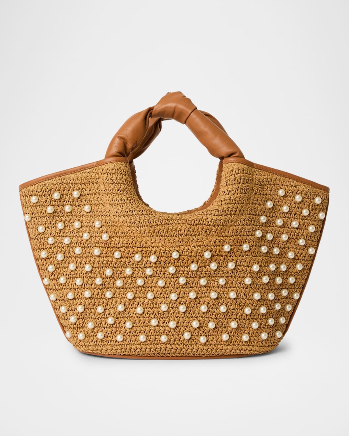 BTB Los Angeles Florian Pearly Straw Tote Bag