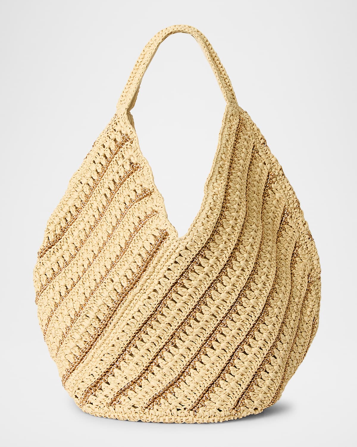BTB Los Angeles Harper Striped Straw Hobo Bag