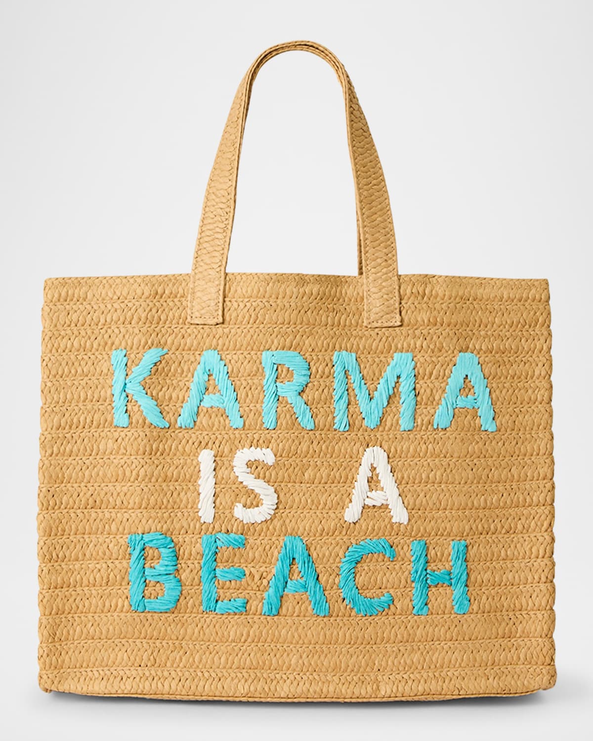 BTB Los Angeles Karma is a Beach Straw Tote Bag