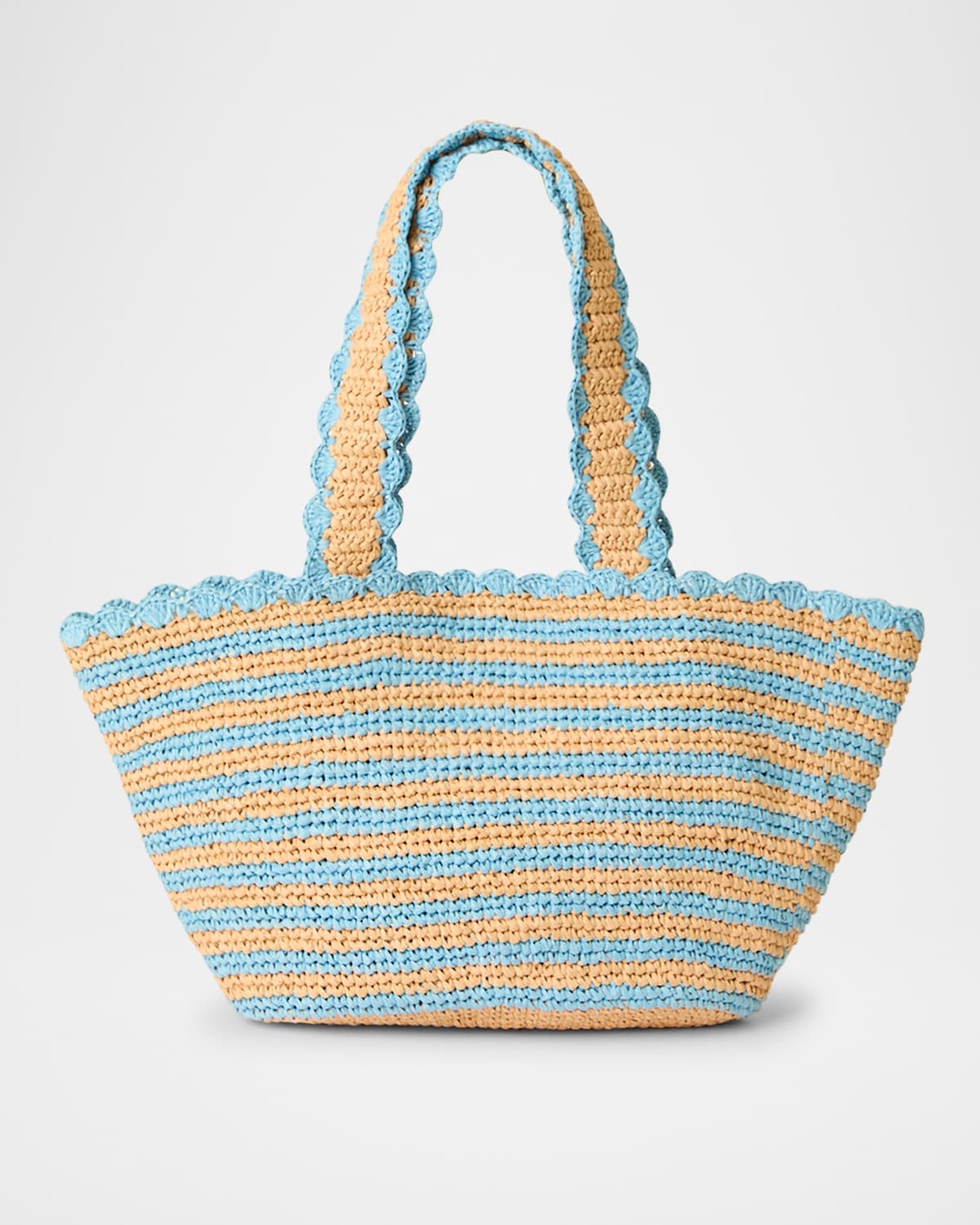 BTB Los Angeles Odesa Striped Straw Tote Bag