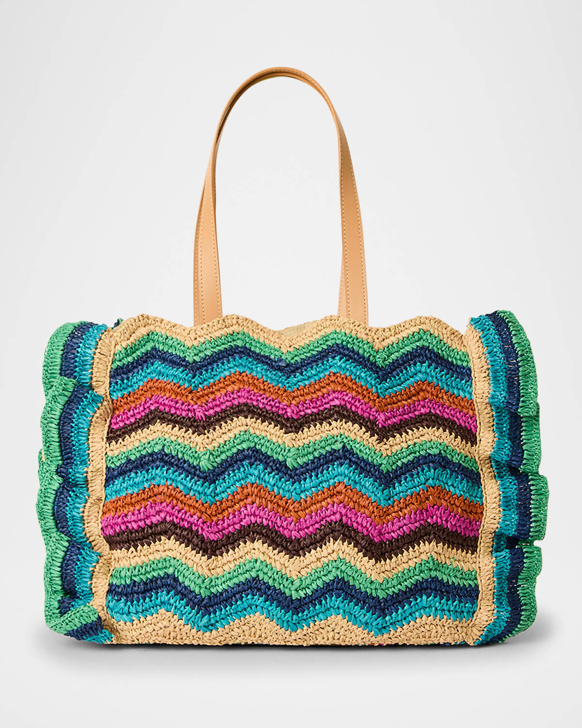BTB Los Angeles Skye Ruffled Zigzag Tote Bag