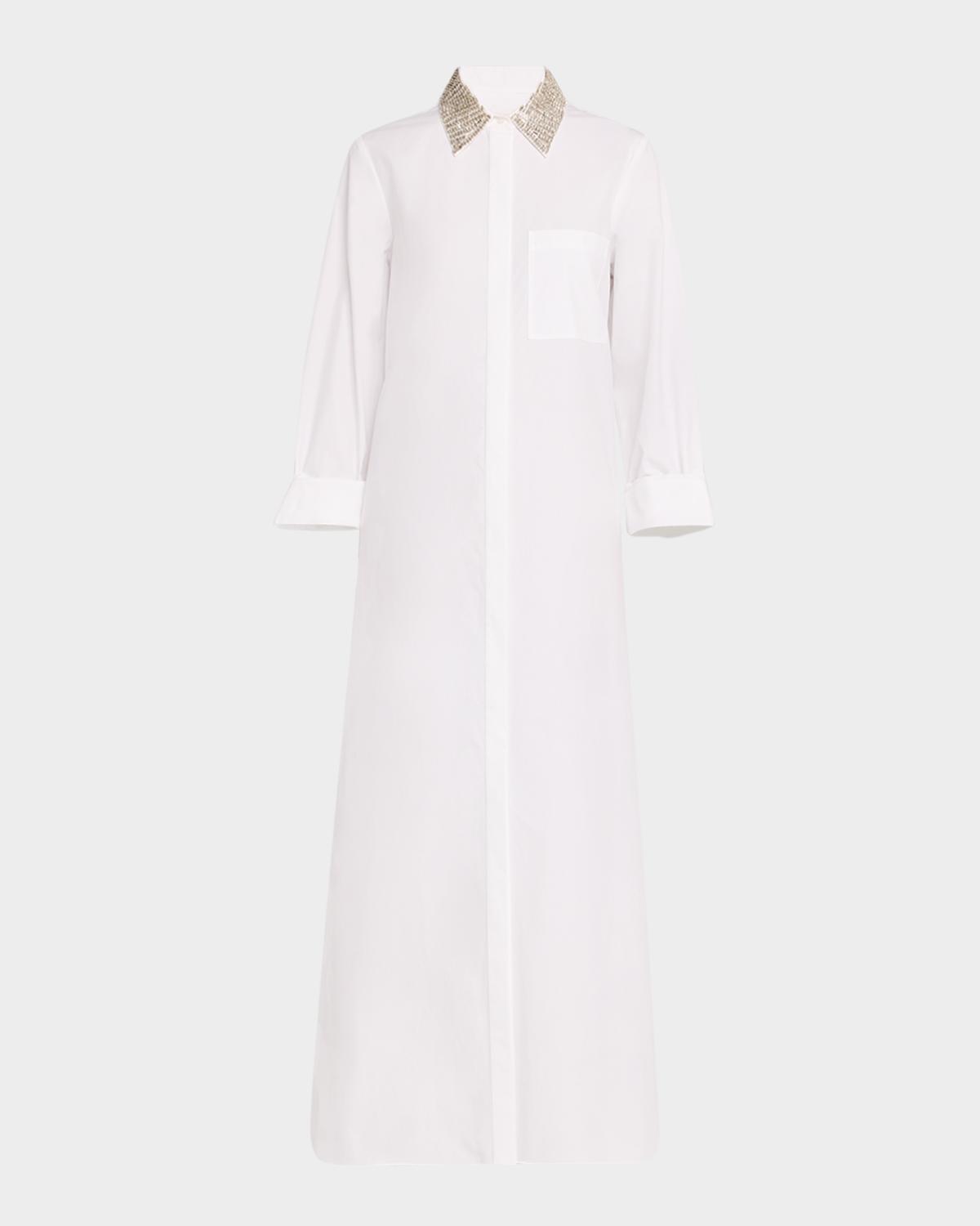 TWP Jennys Gown Maxi Shirtdress with Crystal Collar