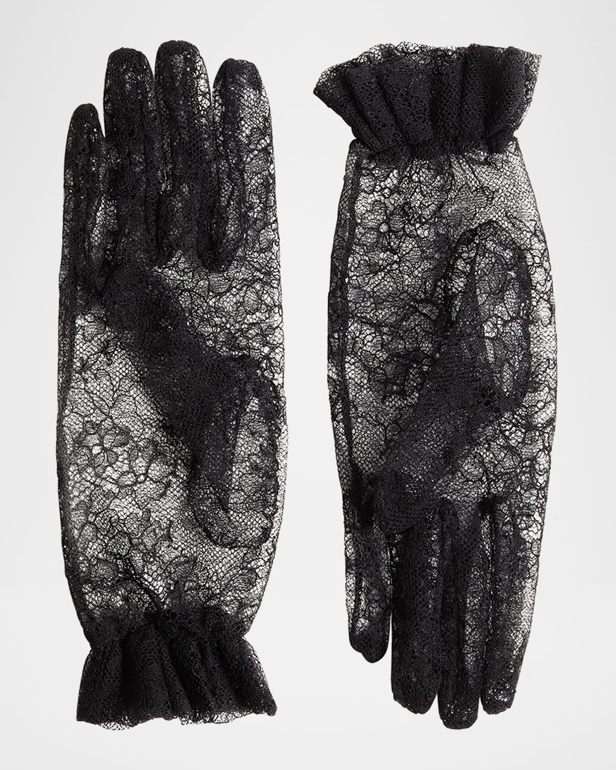 Valentino Garavani Vlogo Lace Gloves In Black