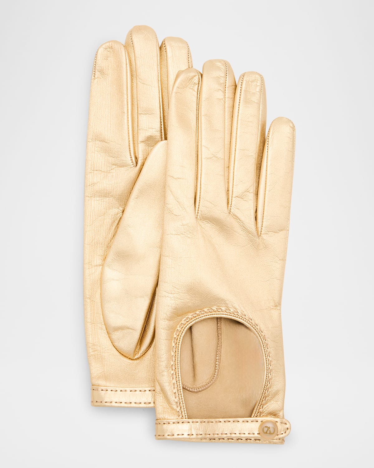 Valentino Garavani VLogo Signature Laminated Nappa Leather Gloves