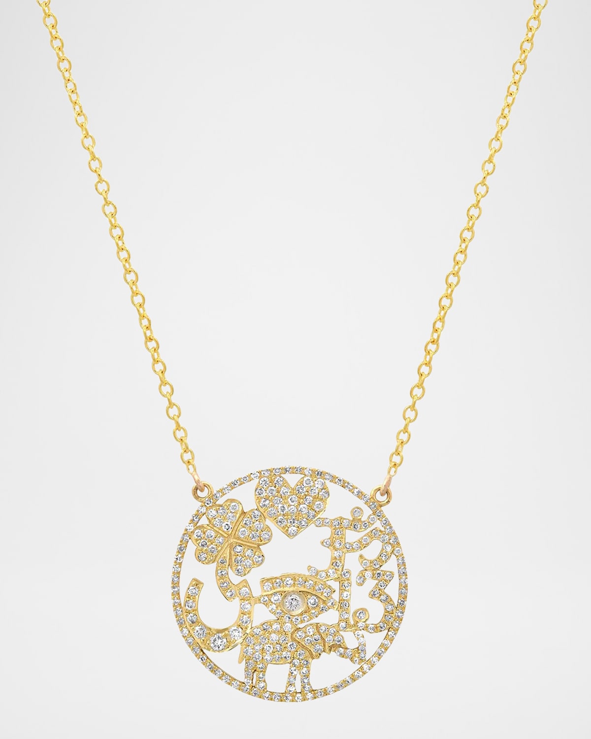 Jennifer Meyer 18K Diamond Open Good Luck Necklace